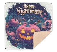 Tapis de jeu pliable pour bébé, motif citrouille et cauchemar pour Halloween, violet, 127 x 127 cm