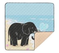 Tapis de jeu pliable pour bébé, motif éléphant, cœur, bulle, bleu mer, pour le sol, lavable, pour bébé, tout-petit, 127 x 127 cm