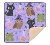 Tapis de jeu pliable pour bébé motif Halloween sur le thème familier de sorcière pour le sol, imperméable, tapis d'activité pour bébés, nourrissons et tout-petits, 127 x 127 cm