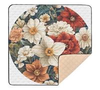 Tapis de jeu pliable pour bébé, motif jonquilles, zinnia, motif fleurs, jonquilles, tapis d'activités pour le sol, résistant à l'eau, tapis d'activité pour bébés, enfants, tout-petits, nourrissons,