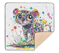 Tapis de jeu pliable pour bébé motif léopard amusant pour le sol, confortable, respirant, pour bébés, nourrissons, tout-petits, 127 x 127 cm