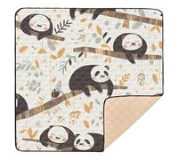 Tapis de jeu pliable pour bébé, motif paresseux noir et marron, résistant à l'eau, tapis de jeu rembourré pour bébés, enfants, tout-petits, nourrissons, 127 x 127 cm