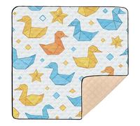 Tapis de jeu pliable pour l'intérieur et l'extérieur Motif canard origami Tapis d'éveil confortable pour bébés, enfants, tout-petits, nourrissons, 127 x 127 cm