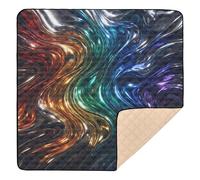 Tapis de jeu pliable pour l'intérieur et l'extérieur, motif drapeau de la fierté métallique abstrait, pour bébés, nourrissons, tout-petits, 127 x 127 cm