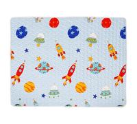 Tapis de Jeu pour Bébé 100x130 Cm en Coton Bleu, Antidérapant et Anti-éclaboussures, Tapis de Sol pour Chaise Haute, pour Éveil et Activité Sol