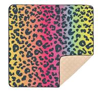 Tapis de jeu pour bébé en mousse souple motif léopard arc-en-ciel pour intérieur et extérieur, résistant à l'eau, tapis de divertissement pour bébés, nourrissons et tout-petits, 127 x 127 cm