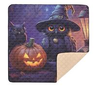 Tapis de jeu pour bébé, motif citrouille, chat, hibou, noir, doux, rembourré, pour le sol, confortable, pour bébés, nourrissons, tout-petits, 127 x 127 cm