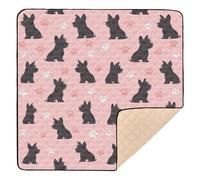Tapis de jeu pour bébé, motif pattes de terrier écossais noir, doux, épais, pour le sol, portable, pliable, pour bébés, nourrissons, tout-petits, 127 x 127 cm