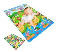 Tapis de jeu pour bébé pour sol 120 x 180 x 0, 5 cm, tapis de jeu éducatif pour enfants rampants, 2 faces en forme d'alphabet, d'apprentissage pour salle jeux pour tout-petits, nourrissons