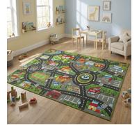 Tapis de jeu pour bébé tapis de sol antidérapant motif de route de la ville 200 x 150 cm multicolore
