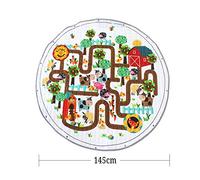 Tapis de jeu pour bébé, tapis rond pour chambre d'enfant et sac de rangement portable pour jouets, tapis d'éveil doux lavable avec cordon de serrage 140 x 140 cm (couleur 3)