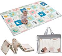 Tapis de jeu pour bébé VEVOR, 130 x 200 cm, tapis d'éveil pour bébé, tapis de jeu en mousse monobloc antidérapant, tapis de sol pliable, portable, réversible avec sac de voyage