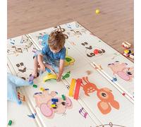 Tapis de jeu pour bébés 180x200x1.5cm, tapis en mousse XXL pour enfant, tapis d'éveil pliable, sol en XPE pour bébé reversible, tapis de protection lavable pour bébé (Babyzoo)