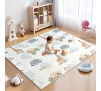 Tapis de Jeu pour Enfant Bebe 150x180x1cm Tapis de Sol XXL en Mousse Epais Pliable Reversible - 2 DESIGN DIFFERENTS - Tapis d'éveil pour Bébé - Tapis de Sol Bebe Favorisant Le Développement Sensoriel