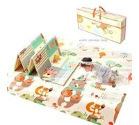 Tapis de Jeu pour Enfant Bebe 200 x150 x1cm Tapis de Sol XXL en Mousse Epais Pliable Reversible - 2 Design - Tapis d'éveil pour Bébé - Tapis de Sol Bebe Favorisant Le Développement Sensoriel -