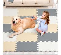 Tapis de Jeu pour Enfants-VEVOR-16PCs-Tapis pour Tout-petits Emboîtables pour Salle de Jeux, Crèche, Camel-Gris et Beige