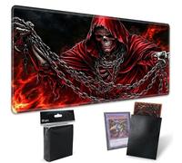 Tapis de jeu pour Magic : The Gathering MTG avec 50 pochettes pour cartes, tapis TCG de 61 x 35,6 cm avec bord cousu pour jeu de société Commander Deck Duskmourn, Faucheuse avec cape