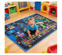 Tapis de jeu pour voitures de course et circuits pour enfants - Tapis de chambre d'enfants antidérapant en tissu à poils courts, tapis de sol route de ville, tapis éducatif pour véhicules-jouets