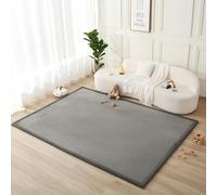 Tapis de jeu premium pour bébé pour sol 203 cm x 279 cm Gris foncé - Hakuna Matte Tapis en velours de corail avec mousse à mémoire Cloudsoft pour le rampement - Antidérapant, résistant à l'eau, non