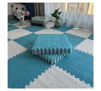 Tapis De Jeu Puzzle 12 Pièces, Carreaux De Moquette Imbriqués en Peluche Moelleuse, Ensemble De Tapis Carrés en Mousse, Carreaux De Sol en Mousse pour Chambre à Coucher(Color:Bleu+Blanc)