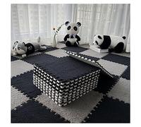 Tapis De Jeu Puzzle 12 Pièces, Carreaux De Moquette Imbriqués en Peluche Moelleuse, Ensemble De Tapis Carrés en Mousse, Carreaux De Sol en Mousse pour Chambre à Coucher, 12" X 1(Color:Noir+Gris)