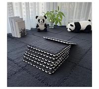 Tapis De Jeu Puzzle 12 Pièces, Carreaux De Moquette Imbriqués en Peluche Moelleuse, Ensemble De Tapis Carrés en Mousse, Carreaux De Sol en Mousse pour Chambre à Coucher, 12" X 1(Color:Noir)