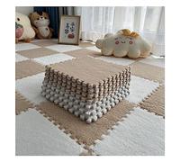 Tapis De Jeu Puzzle 12 Pièces, Carreaux De Moquette Imbriqués en Peluche Moelleuse, Ensemble De Tapis Carrés en Mousse, Carreaux De Sol en Mousse pour Chambre à Coucher(Color:Blanc+Café léger)