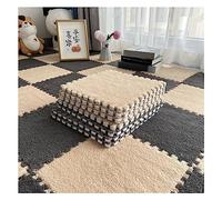 Tapis De Jeu Puzzle 12 Pièces, Carreaux De Moquette Imbriqués en Peluche Moelleuse, Ensemble De Tapis Carrés en Mousse, Carreaux De Sol en Mousse pour Chambre à Coucher, (Color:Gris+Clair Café)