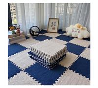 Tapis de jeu puzzle 12 pièces, dalles de moquette moelleuses en peluche, ensemble de tapis carrés en mousse, dalles de sol en mousse pour salle de jeux, chambre à coucher, 30 x 30 cm (couleu