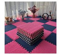 Tapis de Jeu Puzzle en Peluche à emboîter, 12 pièces(Rose Rouge+Bleu Marine)