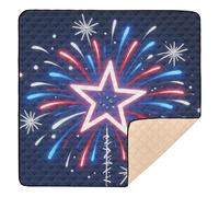 Tapis de jeu rembourré doux avec emblème de feu d'artifice pour l'intérieur et l'extérieur pour bébés, enfants, tout-petits, nourrissons, 127 x 127 cm