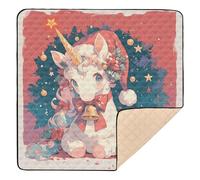 Tapis de jeu rembourré doux avec motif licornes mignonnes de Noël pour bébé, confortable, respirant, pour bébé, enfant, tout-petit, nourrisson, 127 x 127 cm