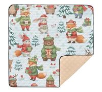Tapis de jeu rembourré doux et épais pour l'intérieur et l'extérieur - Motif animaux de safari en hiver - Non toxique - Pour bébés et tout-petits - 127 x 127 cm