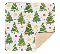 Tapis de jeu rembourré doux et pliable en une pièce pour bébé, motif sapin de Noël vert Merry Christmas pour bébés, enfants, tout-petits, nourrissons, 127 x 127 cm