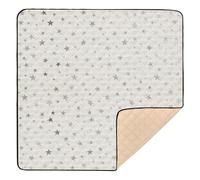 Tapis de jeu rembourré doux et rembourré avec petites étoiles sur fond gris pour l'intérieur et l'extérieur, tapis de temps ventral imperméable pour bébés, nourrissons et tout-petits, 127 x 127 cm