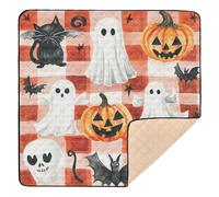 Tapis de jeu rembourré doux et rembourré pour bébé, motif citrouille d'Halloween, tapis de divertissement pour bébés, enfants, tout-petits, nourrissons, 127 x 127 cm