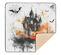 Tapis de jeu rembourré doux pour bébé Motif citrouille d'Halloween 127 x 127 cm