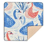 Tapis de jeu rembourré doux pour bébé, motif cygnes rouges et bleus, résistant à l'eau, tapis d'éveil pliable pour bébés, nourrissons, tout-petits, 127 x 127 cm, tapette piano pour bébé