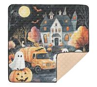 Tapis de jeu rembourré doux pour bébé, motif fantômes d'Halloween, citrouille, 127 x 127 cm