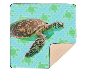 Tapis de jeu rembourré doux pour bébé motif tortue de mer, vert, bleu, confortable, respirant, pour bébés, nourrissons, tout-petits, 127 x 127 cm