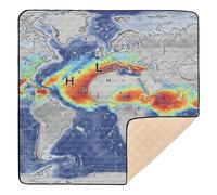 Tapis de jeu rembourré doux pour l'intérieur et l'extérieur, motif carte du monde météorologique, tapis de jeu rembourré pour bébés, enfants, tout-petits, nourrissons, 127 x 127 cm