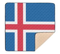 Tapis de jeu rembourré doux pour l'intérieur et l'extérieur - Motif drapeau de l'Islande - 127 x 127 cm
