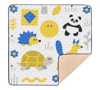 Tapis de jeu rembourré doux pour l'intérieur et l'extérieur, motif panda, tortue, jaune, blanc, 127 x 127 cm
