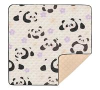 Tapis de jeu rembourré doux pour l'intérieur et l'extérieur, motif panda, violet, pour bébés, nourrissons, tout-petits, 127 x 127 cm