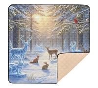 Tapis de jeu rembourré doux pour l'intérieur et l'extérieur, motif safari, pays des merveilles de Noël au pays des neiges, tapis de jeu pour bébés, enfants, tout-petits, nourrissons, 127 x 127 cm