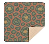 Tapis de jeu rétro 60s imprimé léopard doux rembourré pour bébé, tapis de jeu résistant à l'eau, tapis d'activité pour bébés, enfants, tout-petits, nourrissons, 127 x 127 cm