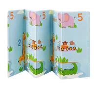 Tapis de jeu réversible pour enfants - Juskys - 180 x 200 cm - Motif eau et zoo - Mousse XPE avec couche PE - Pliable
