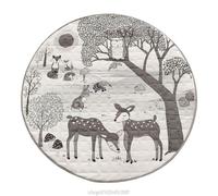 Tapis De Jeu Rond Pour Bébé, Impression D'animal De Dessin Animé, Couverture Rampante Pour Nouveau-Né, Tapis De Sol, Accessoires Pour Chambre D'enfants, Livraison Directe M19 21