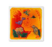 Tapis de Jeu Sensoriel Liquide Monde Animal - Tapis de Sol en PVC pour Bébé avec Bulles Flottantes, Stimulation Tactile et Entraînement à l'Équilibre pour Tout-Petits(Orange-Red,12 * 12in)