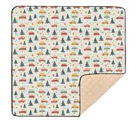 Tapis de jeu simple bohème pour bébé, motif sapins de Noël, voitures, simple, bohème, pour bébé, tapis d'éveil lavable pour bébés, nourrissons, tout-petits, 127 x 127 cm